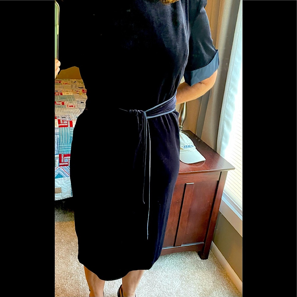 Navy blue velvet snd satin dress size 18